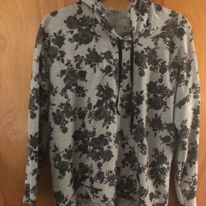 Grey black floral hoodie